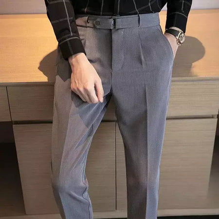 Calça de negócios justa masculina recortada, calça reta elástica, terno masculino de alfaiataria social, estiramento formal tressed, verão, 9 calças recortadas