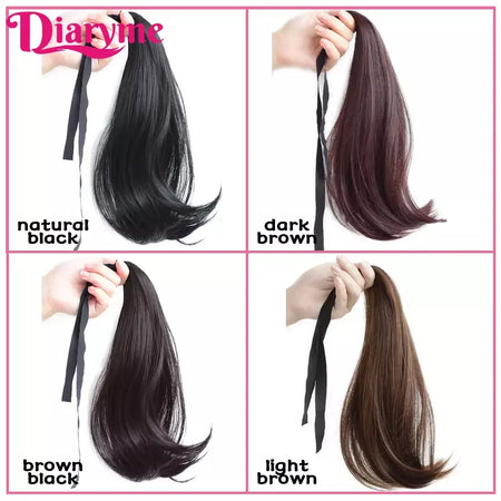 Extensões sintéticas longas do cabelo do rabo de cavalo para mulheres, preto, marrom, reistan do calor, rabo de pônei, cabelo falso, grampo no hairpiece