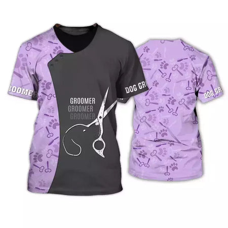 Dog Groomer's T-shirts para homens e mulheres, Pet Grooming Uniformes, Tops roupas, canino, veterinário, cabeleireiros, trabalho canino, 2024