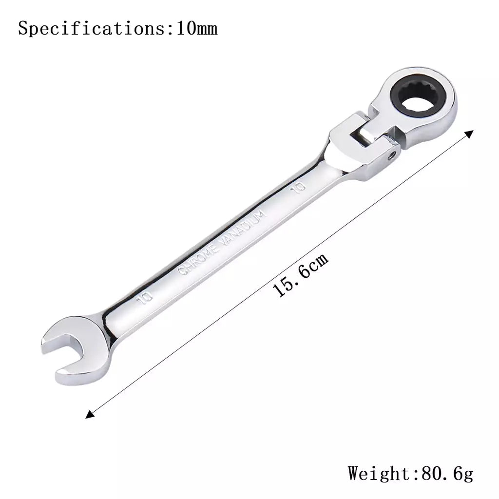Chave de catraca de chaves, conjunto de ferramentas manuais, catraca de 72 dentes, cabeça flexível, acabamento espelhado, 6mm-27mm, reparo automático e doméstico, 1 peça