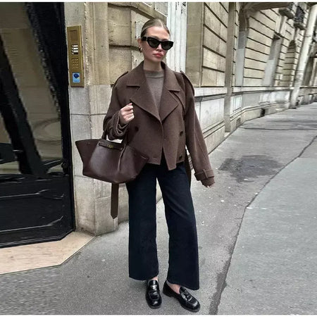 Trench coat maxi oversized feminino com lapela entalhada com cinto duplo breasted vintage streetwear 2025 tendência casual casacos diários