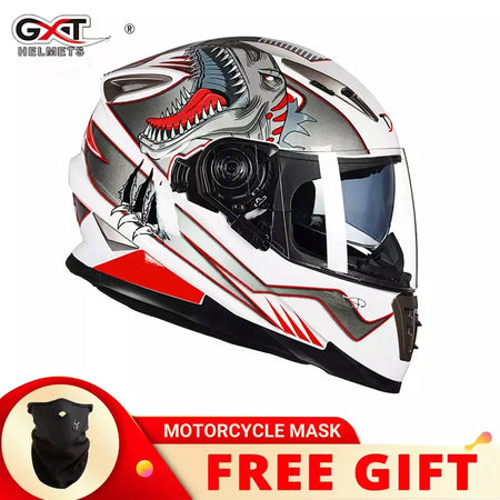 Gxt palhaço rosto cheio capacete da motocicleta lente solar interna motocross casco moto leve segurança bicicleta de rua equitação rápida casque moto