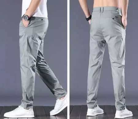Calça reta masculina de alfaiataria social, calça masculina de algodão, para cima fina e casual, calça empresarial chinesa, clássica, para cima, verão