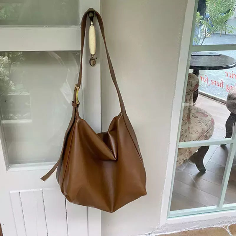Bolsa Boston de couro PU para mulheres, bolsa de ombro de grande capacidade, bolsas crossbody, design de travesseiro vintage, casual