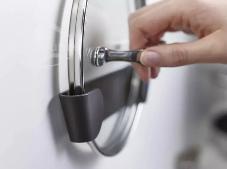1/2/12 pçs pote tampa titular fixado na parede pendurado titular para pan pote capa rack de armazenamento de cozinha de plástico organizador de cozinha
