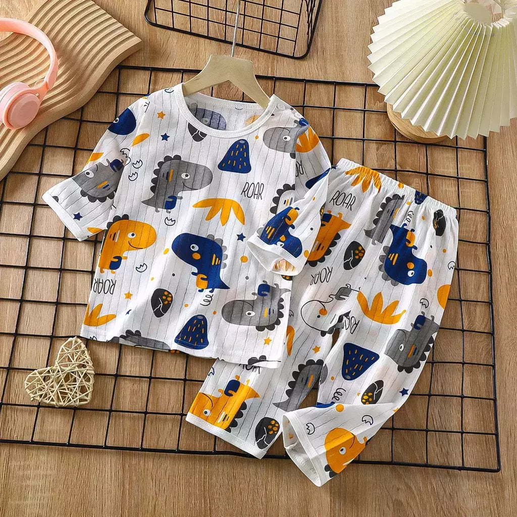 Conjunto de pijamas de manga comprida infantil, Seção fina, Roupa de bebê, Roupa doméstica, Meninos, Meninas, Crianças, Verão, Novo, 2022