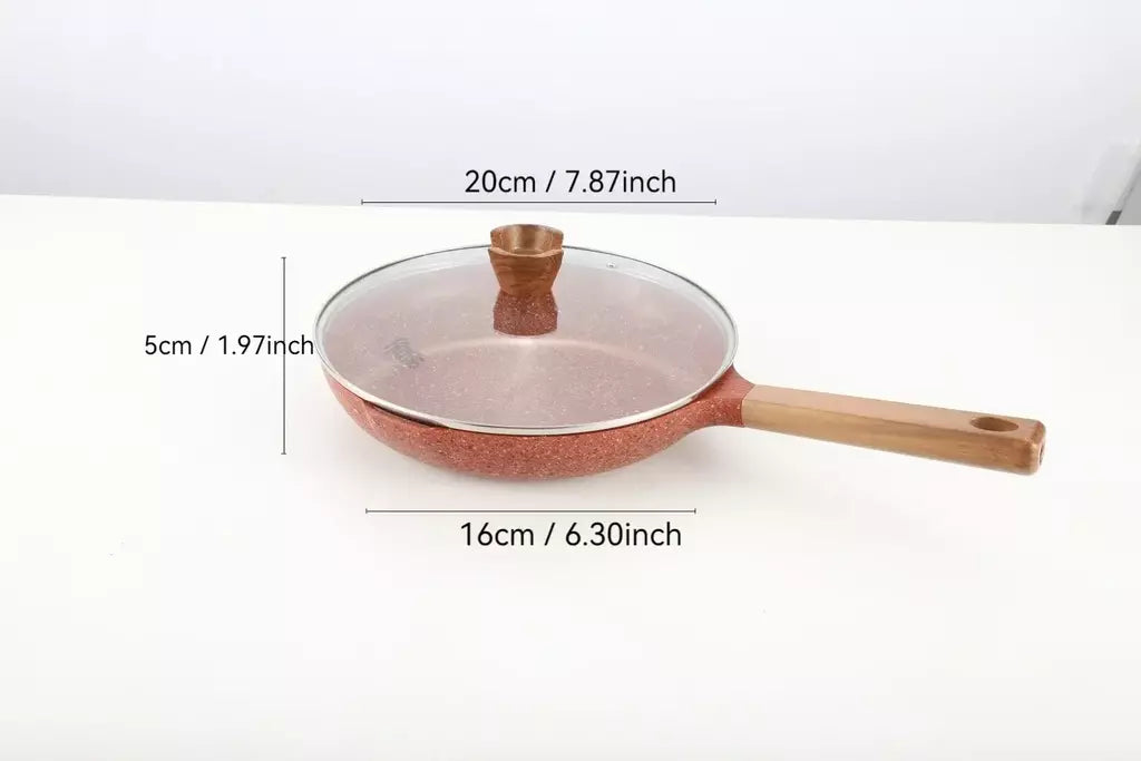 Donnor frigideira de granito 20/24/28cm, frigideira de pedra médica, frigideira de omelete saudável, não tóxica com alça resistente ao calor