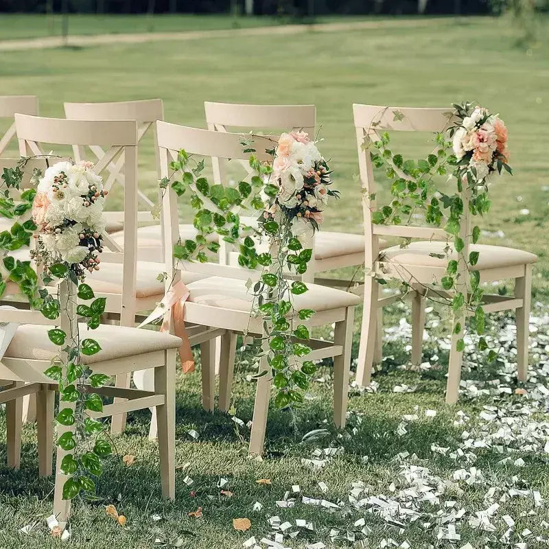 Folha de hera verde artificial rattan trepadeira folhas videira pendurado guirlanda diy flores falsas plantas para jardim festa de casamento decoração de casa
