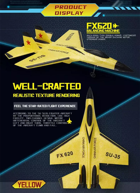 Avião de combate de controle remoto para crianças, RC Foam Aircraft, SU-35 Plane, 2.4G Radio Control Glider, brinquedos para meninos