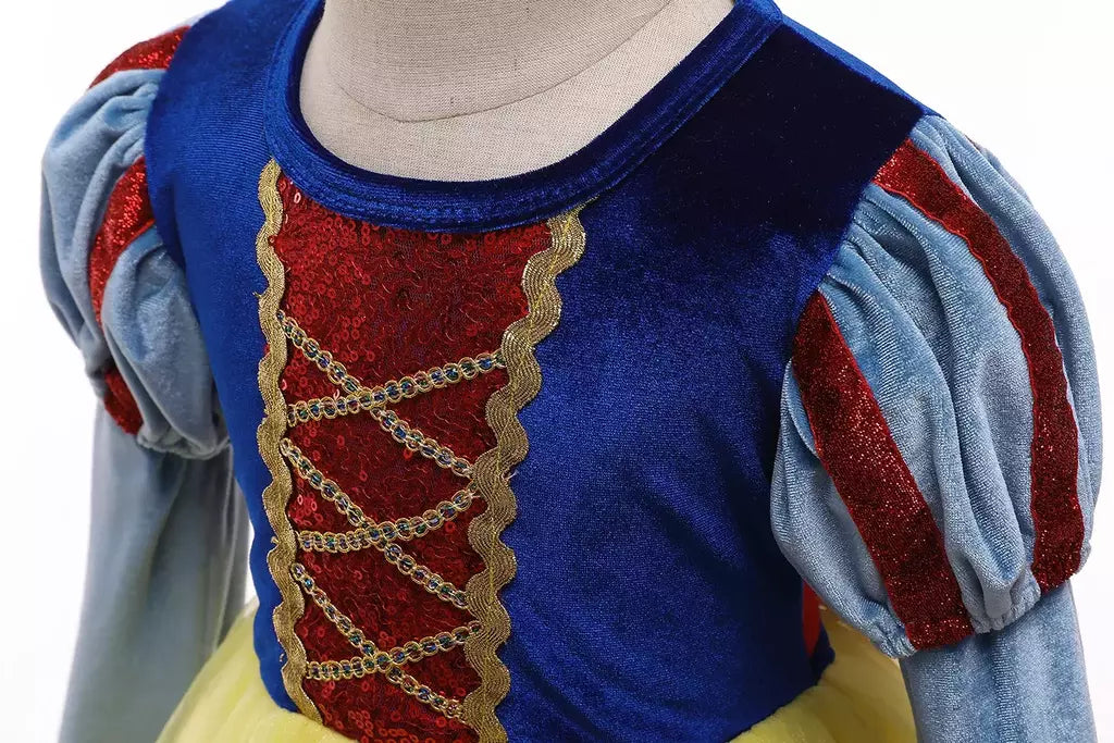 Criança neve branca traje princesa vestido de baile meninas festa aniversário fantasia veludo corpete malha tutu saia criança cosplay outfit