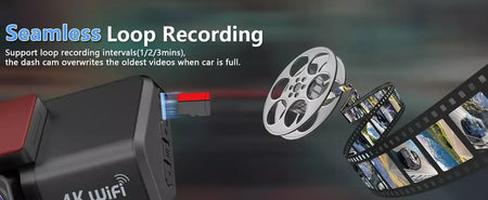 Kocam 4K UHD Dash Cam WiFi Carro DVR Dianteira e Traseira Lente Dupla Câmera Auto para Carro com Visão Noturna 24H Monitor de Estacionamento Caixa Preta