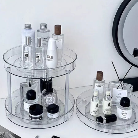 360 ° Rack giratório para cosméticos, prateleira para banheiro, grande capacidade, perfume, aromaterapia, cuidados com a pele, organizador de armazenamento de produtos