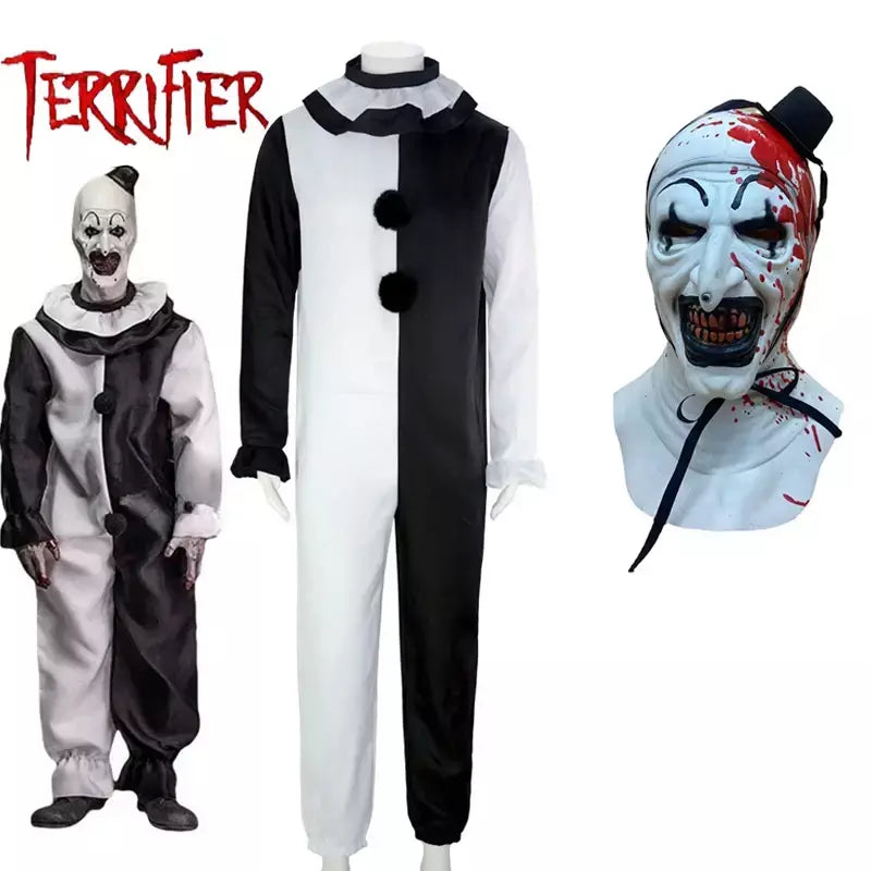 Arte o palhaço cosplay filme terrorífico 2 arte o palhaço cosplay traje macacão máscara trajes de halloween máscara para homens