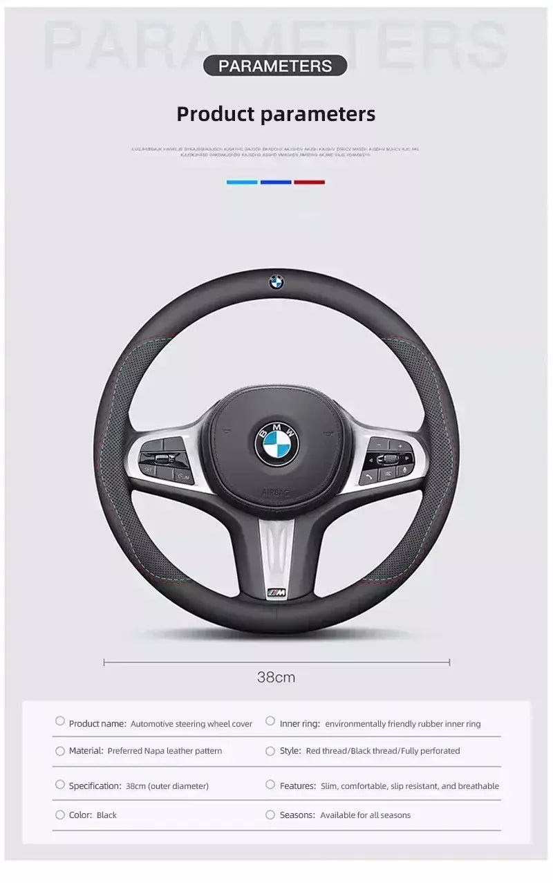 Para bmw m capa de volante do carro g20 f11 e87 f30 f10 x3 g01 x5 f40 f16 m3 x1 x7 1 3 5 7 série couro antiderrapante acessórios
