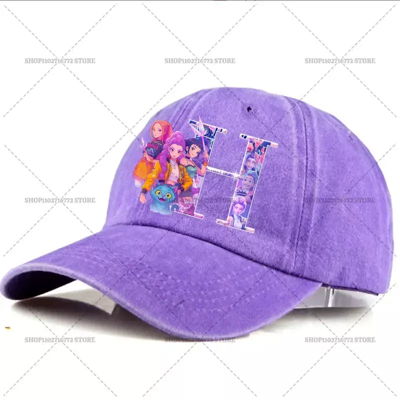 Kpop demônio caçador chapéu carta A-Z boné de beisebol para mulheres verão ajustável chapéu de sol anime bonito retro sunbonnet adulto chapelaria presente