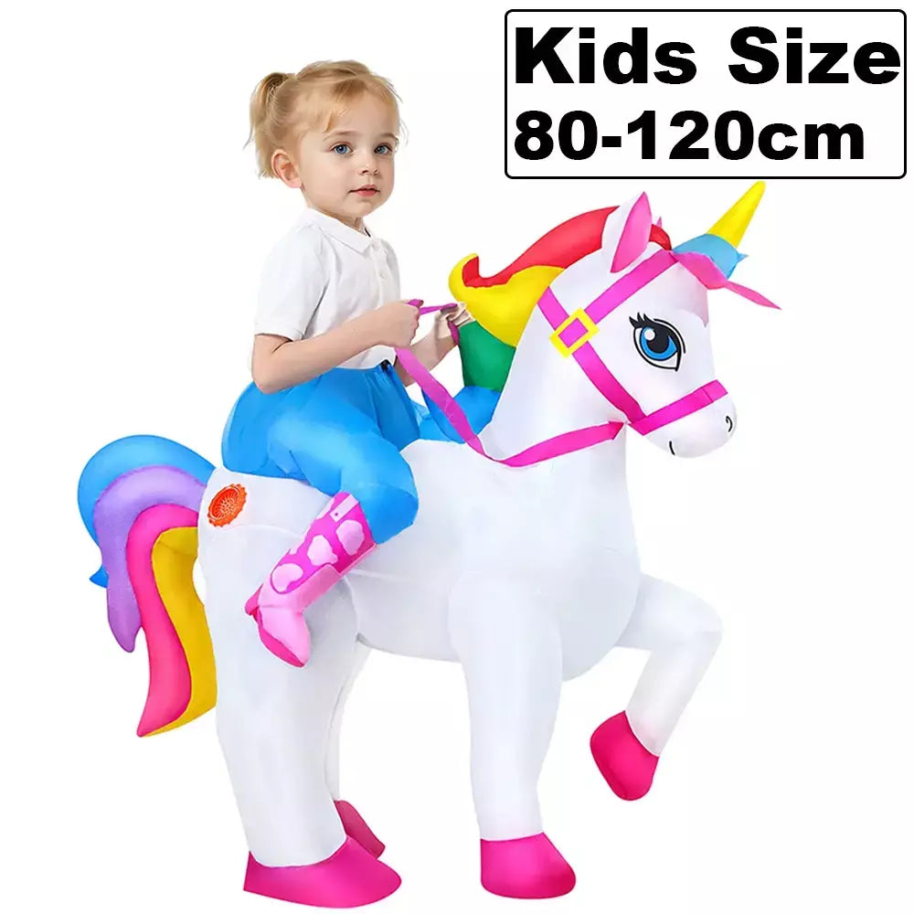 Vestuário colorido unicórnio animal trajes infláveis terno anime purim halloween carnaval festa cosplay traje para crianças adultas