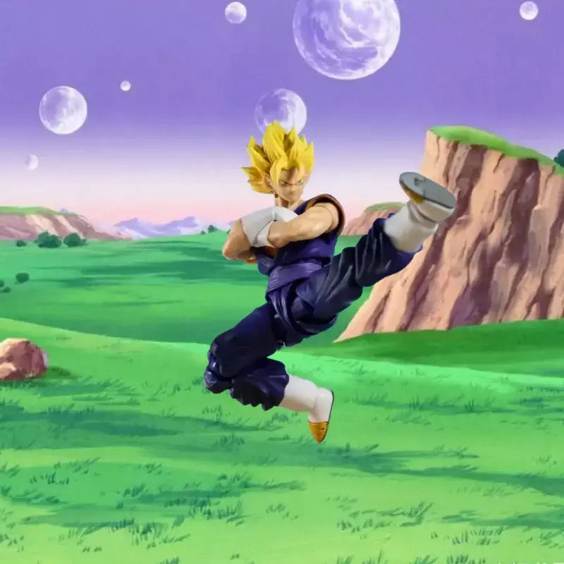 Dragon Ball Z SHF Vegetto Figura de ação Super Saiyan SSJ Cartão Vegetto Goku Vegeta Anime Modelo Brinquedo Estátua de PVC Coleção Presentes