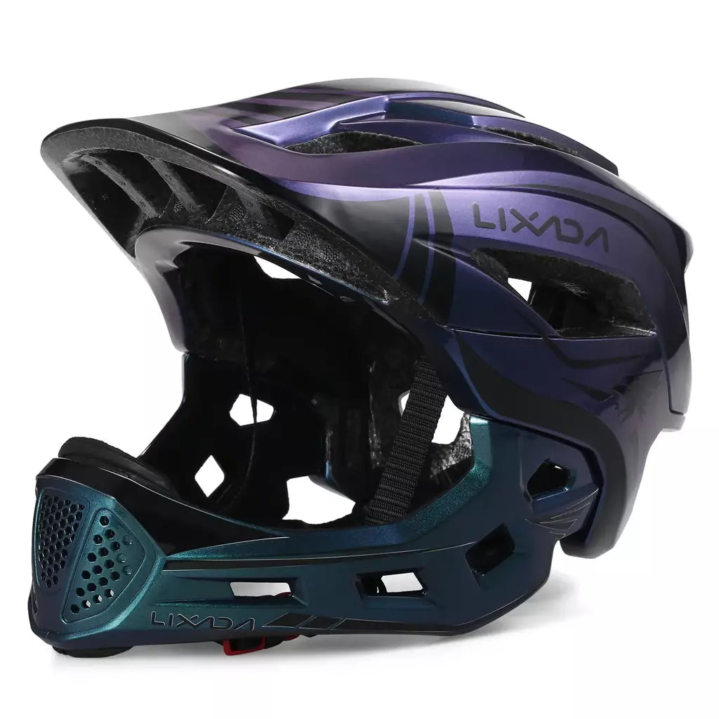 Lixada crianças 2-em-1 destacável capacete facial completo crianças esportes capacete de segurança da bicicleta equipamentos de proteção crianças capacete de ciclismo