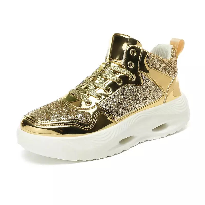 Mulheres de luxo esporte tênis corrida ouro dos homens treinamento atlético caminhada tênis confortável luz casal sapatos esportivos diários
