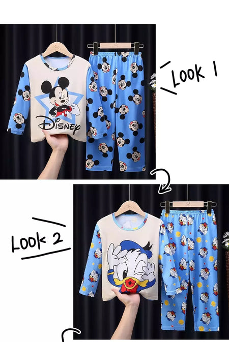 Crianças Minnie Elsa Duck Pijamas dos desenhos animados, roupas infantis para casa, conjuntos para meninos e meninas, terno de viagem, casual, novo, 2 peças por conjunto