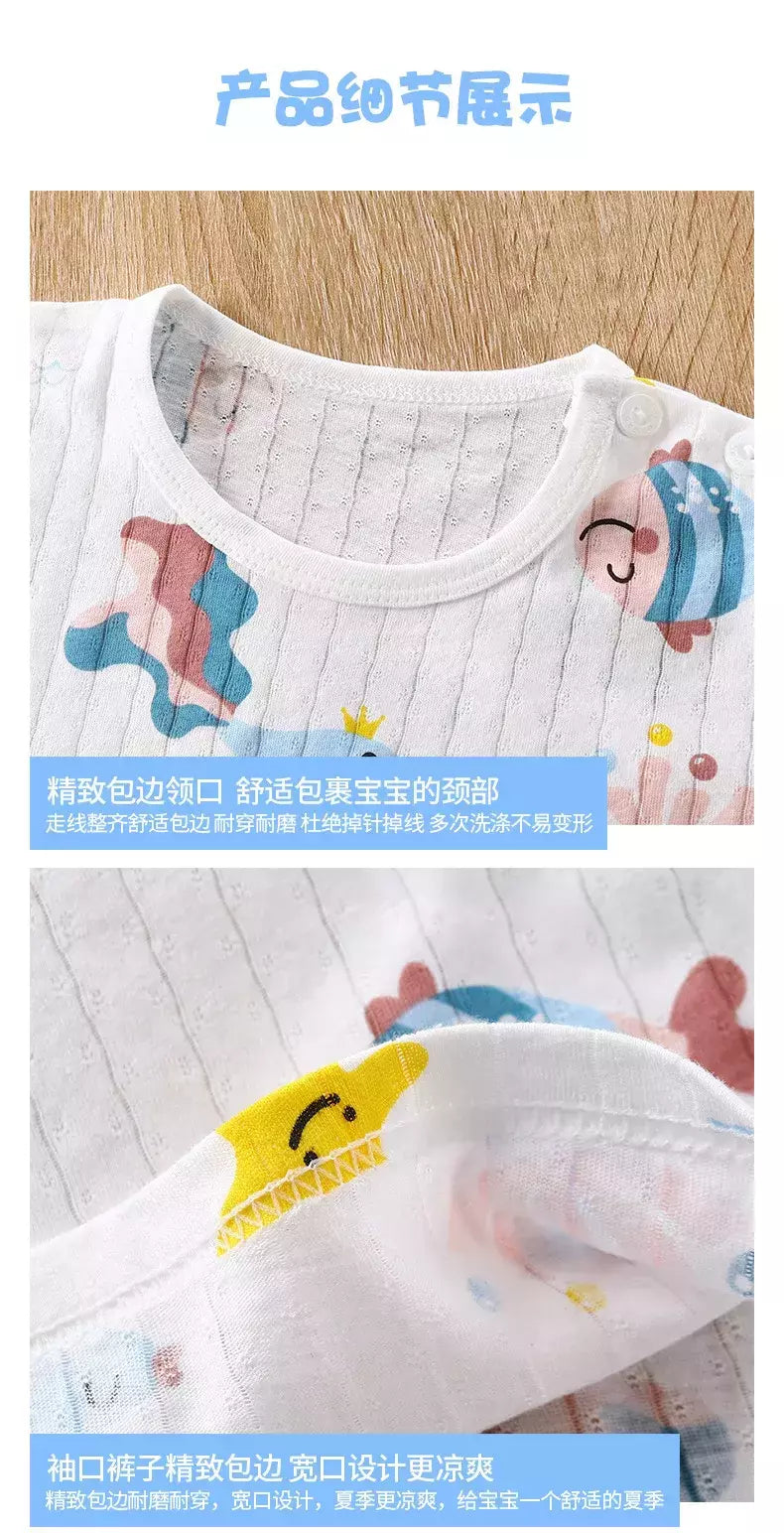 Conjunto de pijamas de manga comprida infantil, Seção fina, Roupa de bebê, Roupa doméstica, Meninos, Meninas, Crianças, Verão, Novo, 2022
