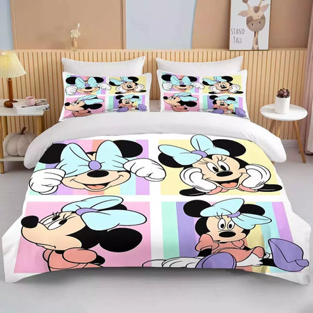 Disney-Minnie Mouse Impresso Conjunto de Cama para Crianças e Adultos, Capa de Edredão, Consolador, Fronha, Rosa, Rei, Amor, Desenhos Animados, Meninos, Meninas, Adultos, Presente