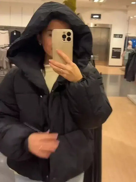 Inverno quente curto puffer jaquetas feminino solto parkas casaco moda com capuz pão jaqueta outwear algodão-acolchoado jaqueta