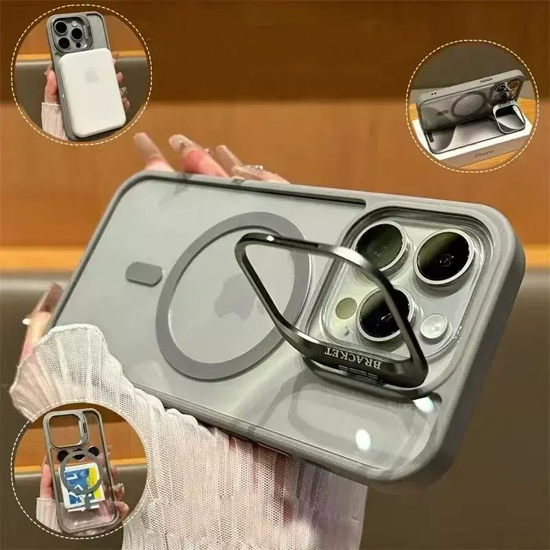 Magsafe suporte de proteção de lente magnética capa de telefone para iphone 17 12 13 14 15 16 pro max câmera vidro transparente anel de metal capa