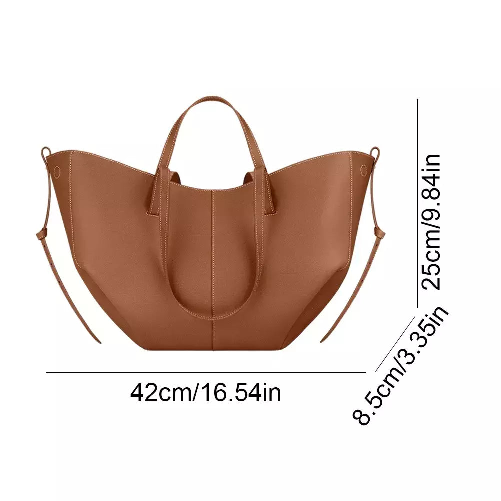Bolsa de ombro elegante de grande capacidade para mulheres, Bolsa de lazer de couro PU