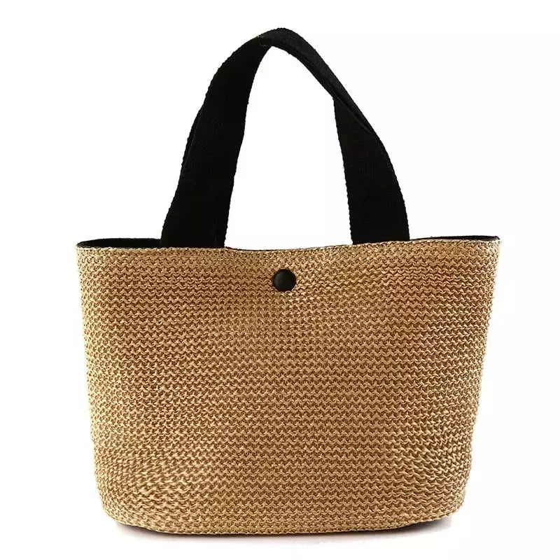 Fsafashion-bolsa de tecido palha para mulheres, bolsa casual para férias, bolsas com alça superior, bolsas de ombro retrô artesanais, moda feminina, 2024