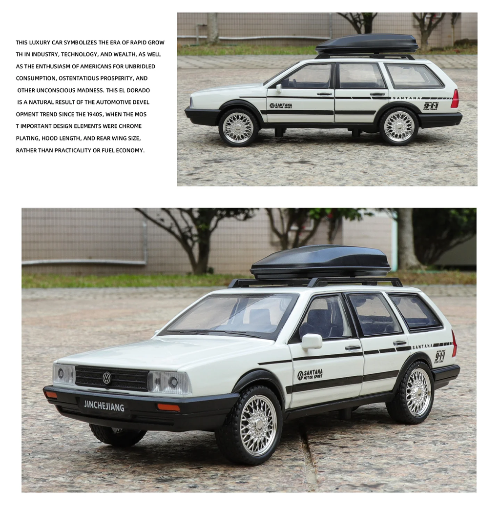 1:32 volkswagenwerk santana wagon liga de metal diecast modelo carro som & luz puxar para trás simulação clássica coleção hobby presente