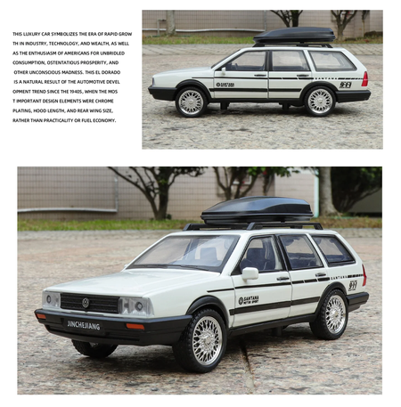 1:32 volkswagenwerk santana wagon liga de metal diecast modelo carro som & luz puxar para trás simulação clássica coleção hobby presente