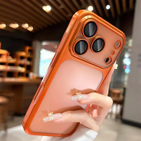 Mais recente laranja ultra fino fosco caso de telefone para iphone 17 pro max 17pro 17 com lente filme proteção à prova de choque duro pc capa