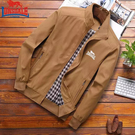 LONSDALE-Jaqueta Bomb bordada slim fit masculina, Gola de Beisebol, Alta Qualidade, Moda Casual, Primavera e Outono, M-6XL