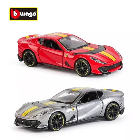 Coleção Ferrari Bburago 1:64 - modelos fundidos em liga LaFerrari 458 Enzo SF90, mini carros de simulação, conjunto de presente para adultos e crianças