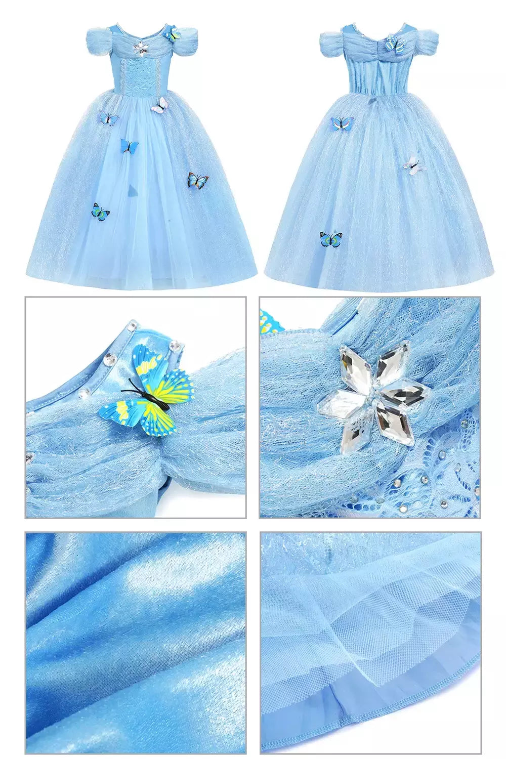 Crianças cosplay traje menina verão pageant lantejoulas fantasia crianças cinderela carnaval roupas princesa vestido de aniversário 3-10 ano
