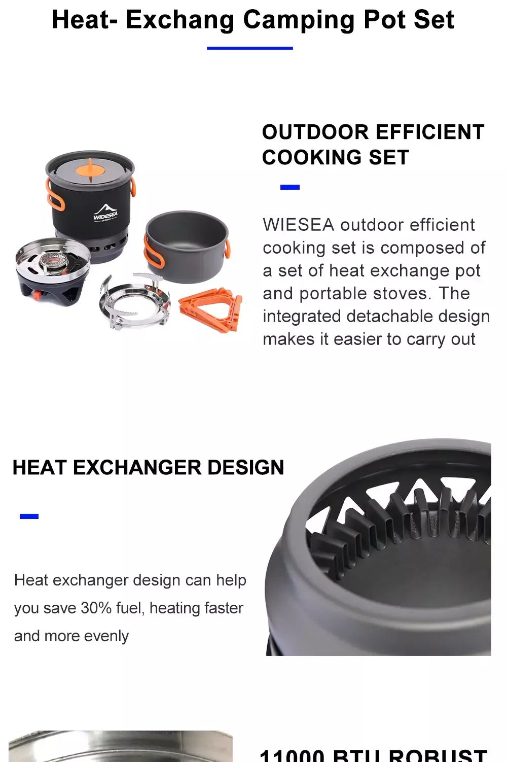 Widesea acampamento sistema de cozinha com trocador calor ao ar livre queimador gás fogão turista pote conjunto copo talheres panelas turismo caminhada