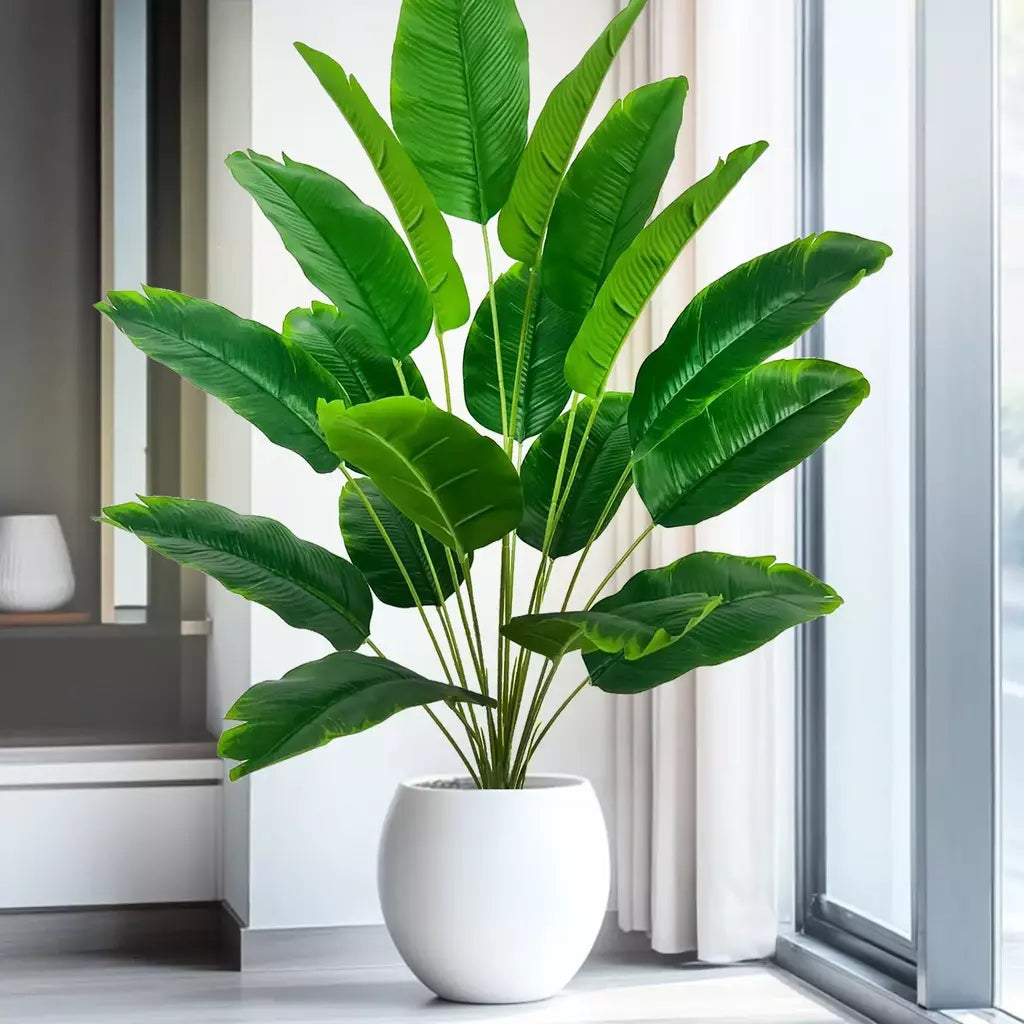65-125cm/47.2in grande palmeira tropical falso banana planta folhas toque real strelitzia reginae planta de plástico para casa jardim