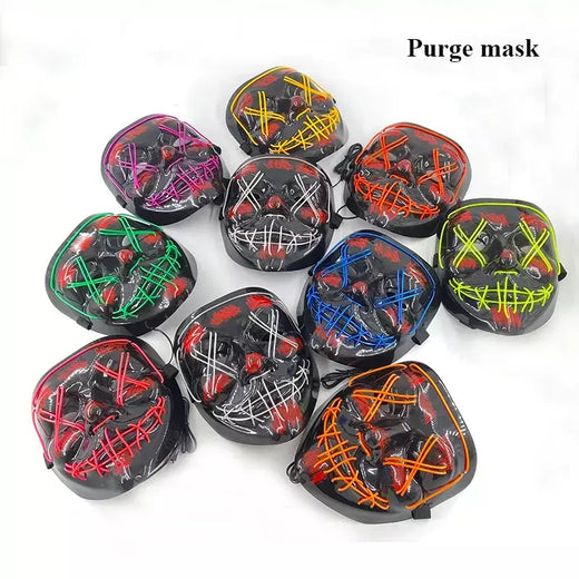 Engraçado bonito piscando máscara de máscaras adulto crianças máscara decorativa luminosa máscara facial completa máscara de purga clássica para a noite