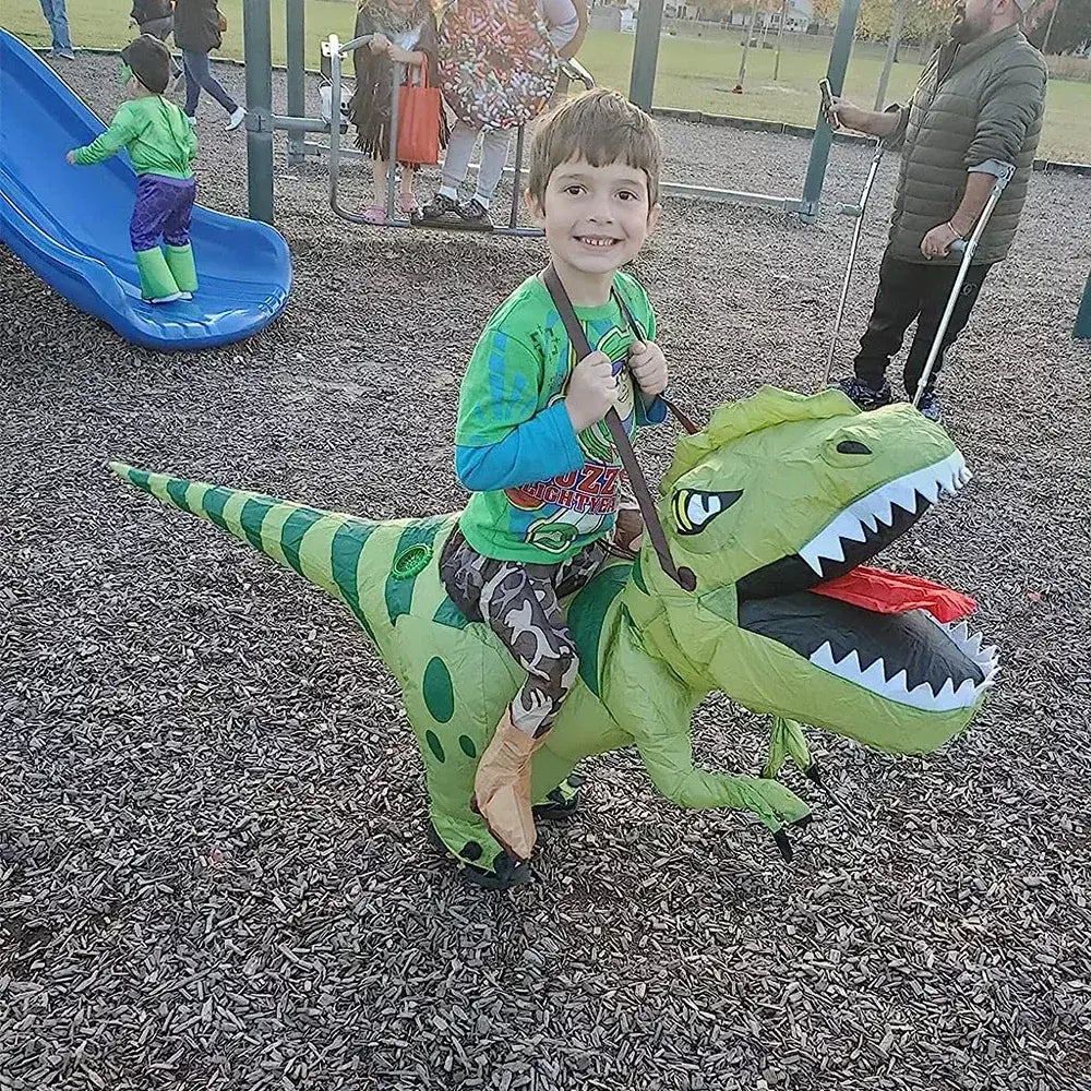 Traje de dinossauro inflável para adultos e crianças, Velociraptor, Festa de Carnaval de Halloween, Desenhos Animados Divertidos, Role Playing