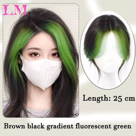 Lm fino 3d ar franja de cabelo em linha reta puro franja clipe em extensões de cabelo topper franja 3d invisível sem costura cabeça peruca de cabelo