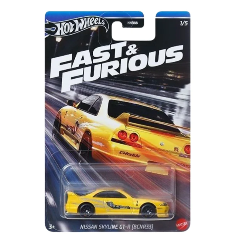 Carros originais Hot Wheels 1966 CHEVY IMPALA NISSAN SKYLINE GT-R (BCNR33) NISSAN 350Z CUSTOM 1/64 Veículos de brinquedo modelo fundido HNR88