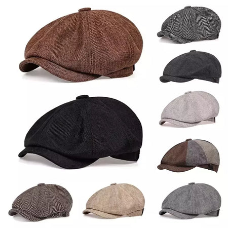 Selvagem casual masculino chapéu de jornaleiro, boné octogonal, britânicos pintores chapéus, boinas, espinha de arenque bonés lisos, boinas hip hop, outono, inverno
