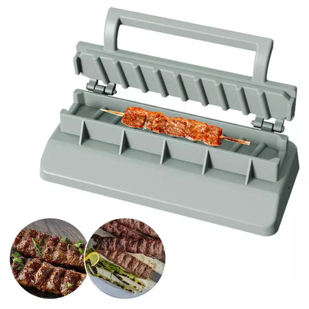Máquina de espeto de carne de churrasco de plástico portátil reutilizável fabricante de espeto de churrasco fácil preparação de kebab ferramenta para churrasco