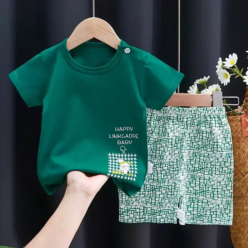 Crianças conjunto de roupas do bebê menino/menina camiseta + shorts roupas verão algodão dos desenhos animados casual meninos agasalho crianças conjunto roupas do bebê