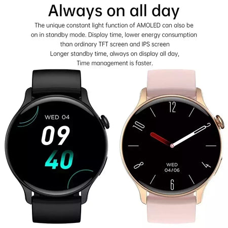 NFC Smartwatch para Mulheres, Tela HD, Rastreador de Saúde, Esportes, Voz, Chamada Bluetooth, Huawei, Xiaomi, Senhoras, Novo, 466x466, 2022
