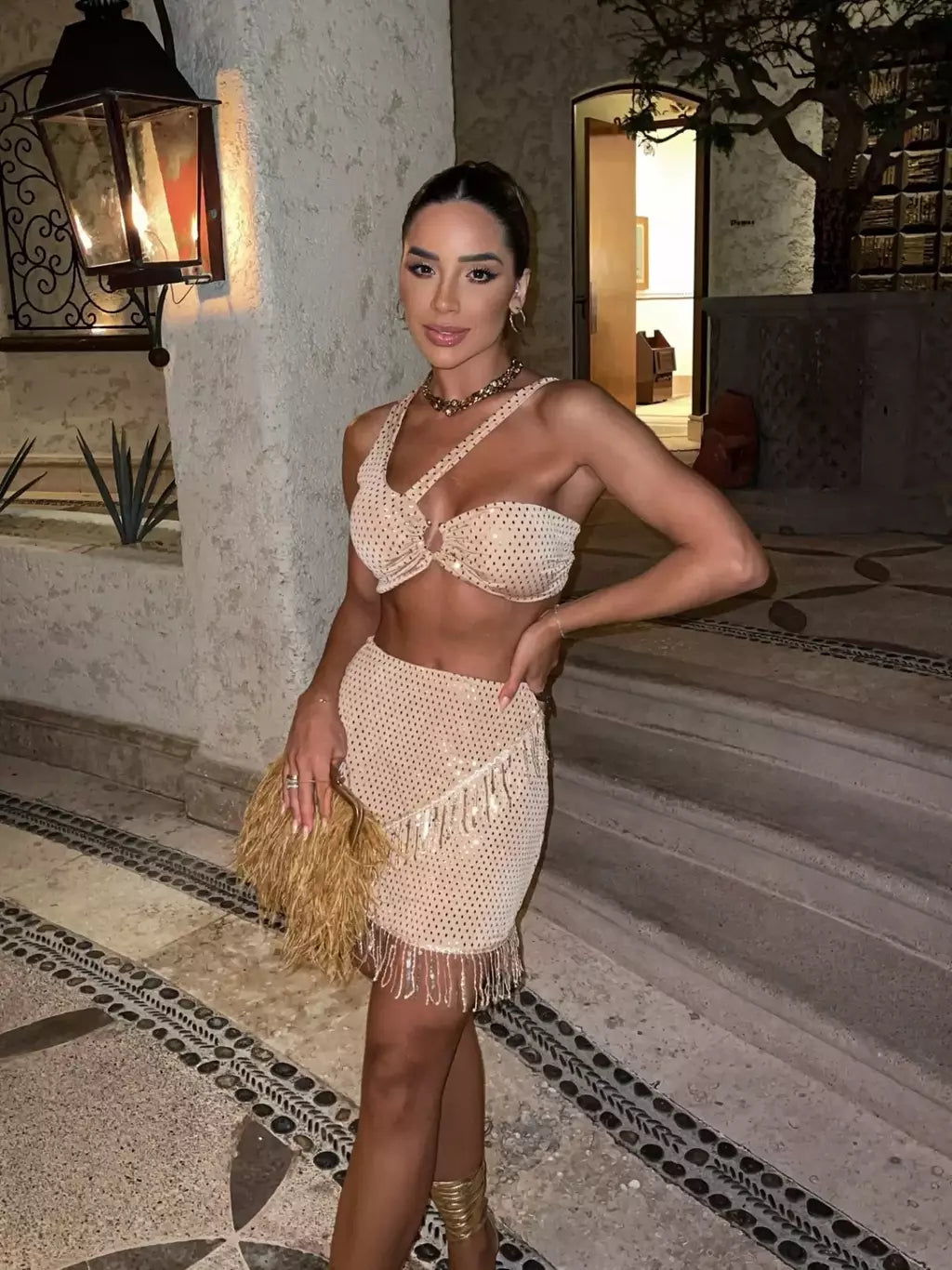 Conjunto sexy de biquíni feminino, sutiã de renda, mini saia, férias de praia, fato de banho feminino casual, 2 peças, verão