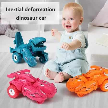 Modelo de carro de deformação de dinossauro 2 em 1, brinquedo para meninos, ação de um passo, transformação de colisão, mini veículos, presente de brinquedo para crianças