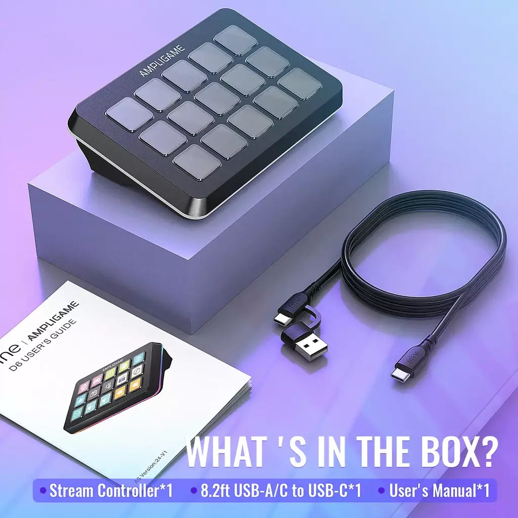 Mini teclado FIFINE D6 com 15 botões macro personalizáveis, funções de disparo via aplicativo, macros personalizados para OBS/Twitch/YouTube/VK