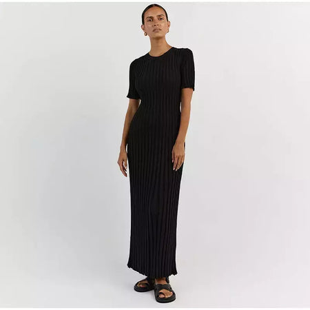 Vestido longo de malha monocromática feminino, manga curta, vestido feminino plissado, gola em O, quadril, primavera, moda verão, feminino, 2022
